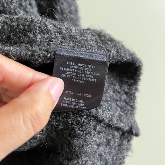 Anthropologie MOTH Black Wool Alpaca Boat Neck knit fuzzy pullover sweater Sz M - Picture 4 of 5